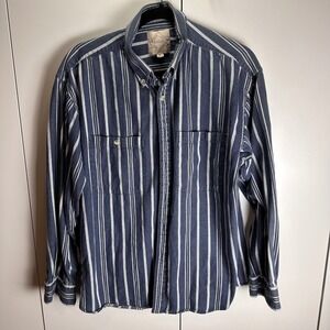 AXXA Mens Striped Button Down Shirt Size 16 34/35 Long Sleeve Oversized